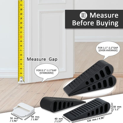 JQK Rubber Door Stopper Wedge, Black 4 Pack Soft TPR Premium Door Stops for Bottom of Heavy Duty Door on Tile, Concrete, Carpet, Wooden Floor, DSB61-BK-P4
