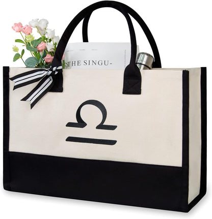 TOPDesign Embroidery Constellation Canvas Bag for Women (Libra)
