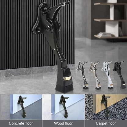 Black Kick Down Door Stoppers for Bottom of Door, Heavy Duty Kickdown Door Stop, Adjustable Door Stoppers, One Touch Kick Down Stopper (4 Inch x 1 Pack)