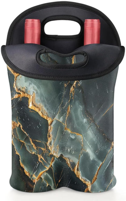 Wine Carrier Tote Personalized Bag for 2 Bottles - Neoprene Wine Bottle Holder with Carry Handle, Wine Protective Bag Insulated Bag Beer Cans Water Bottle Holder for Travel Picnic,Style19