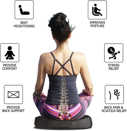 Car Memory Foam Heightening Front Seat Cushion for Short People Driving, Hip(Coccyx/Tailbone) and Lower Back Pain Relief Butt Pillows, Adult Booster Seat for Car. (Black)