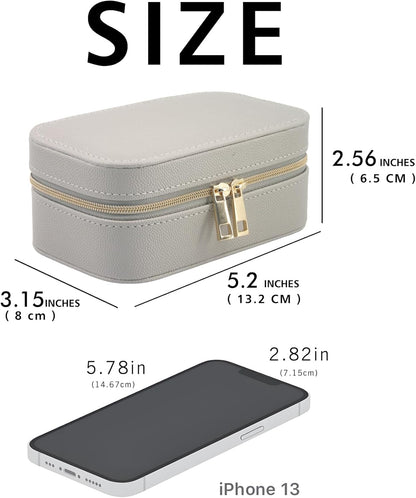 Travel Jewelry Case Bulk Of 4 For Women Weekend Trips, Gold Zip, PU Leather Compact Jewelry Organizer For Earring Bracelets Gray Travel Jewelry Box Set 4 Perfect For Small Bridesmaid Jewelry Box Gift