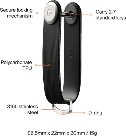 Orbitkey New Active Key Organizer Lite w/updated D-Ring | Weather Resistant, Stainless Steel Locking Mechanism