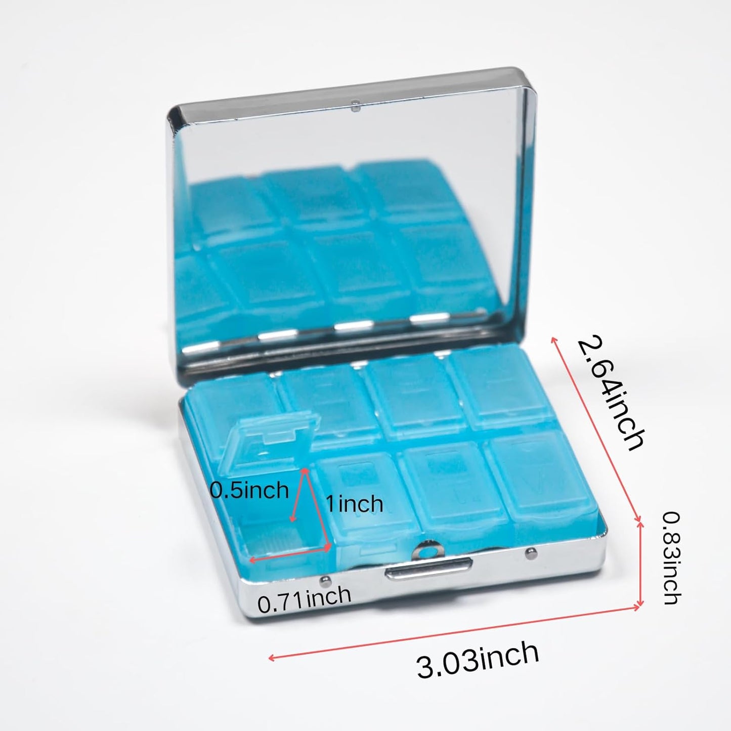 Cute and Stylish Metal Pill Box - Compact Portable Pill Organizer with 8 Compartments, Food-Grade Divider, Ideal for Travel, Vitamins, Jewelry, Cosmetics (Cosmic Brew)