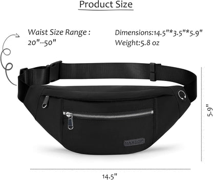 MAXTOP Large Crossbody Fanny Pack with 4-Zipper Pockets,Gifts for Enjoy Sports Festival Workout Traveling Running Casual Hands-Free Wallets Waist Pack Phone Bag Carrying All Phones