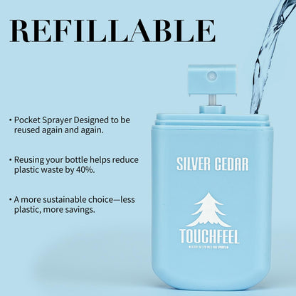 Power Mist Hand Sanitizer Spray, Scented Hydrating Hand Sanitizers Travel Size Refillable, Pocket Portable 3-Pack (Silver Cedar) 0.93Fl Oz 460-Sprays Each
