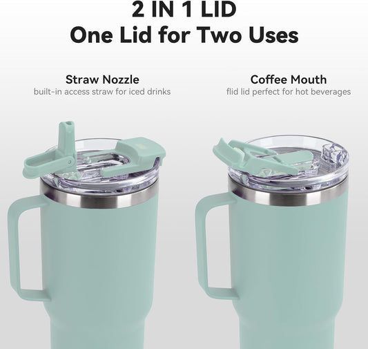 HASLE OUTFITTERS 30oz Tumbler Bulk with Handle, Insulated Travel Coffee Mug Set with Handle Leak-Proof Double Wall Stainless Steel Vacuum Tumblers Pack Metal Cup for Hot and Cold Drink