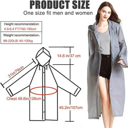Rain Coats (2 Pack) - Reusable EVA Rain Ponchos for Adults Rain Jackets Raincoats for Men Women