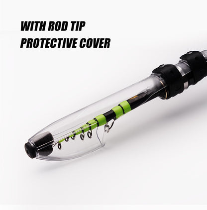 PURELURE Fishing Rod Telescopic, Carbon Fiber Spinning Casting Travel Rod, Spare Solid Carbon Tip, 3A Cork Handle, ABS Metal Reel Seat, Floating Guide Ultralight Portable Fishing Pole