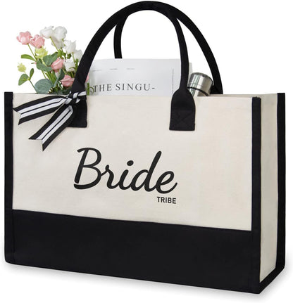 TOPDesign Canvas Tote Bag, Bridal Shower Gifts for Bride, Wedding Bachelorette Bride Gifts Shoulder Bag