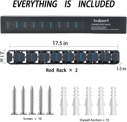 Fishing Rod Holder,Wall-Mounted Fishing Rod Rack Vertical Fishing Pole Holder Holds Up to 18 Rods or Combos,Fishing Rod Rack for Garage Organization System &Fits Most Rods