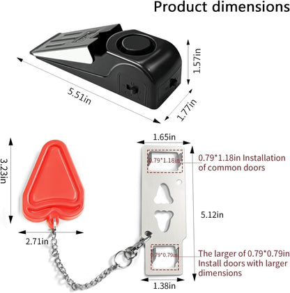 Portable Door Lock & Door Stop Alarm Set, Dual Protection Home Security Door Kit, Travel Hotel Lock Devices Pocket Self Defensey Tools for Traveling Hotel Home Apartment,Red