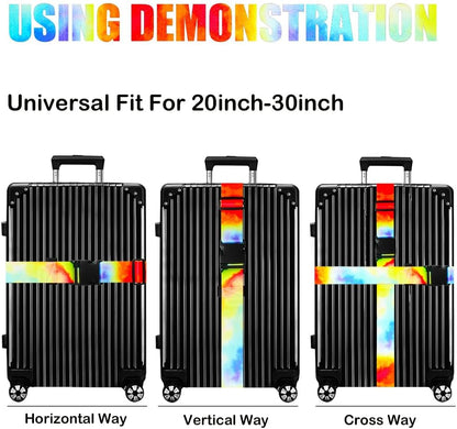 Luggage Straps for Suitcases TSA Approved-2 Pack Bright Personalized Luggage Belt Strap for Suitcase/Carry On Bag Luggage Accessories for Travel (Tie-Dye)