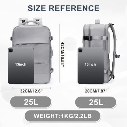 coowoz Travel Backpack For Women Men,Carry On Backpack,Hiking Backpack Waterproof Outdoor Sports Rucksack Casual Daypack Travel Essentials(Grey)