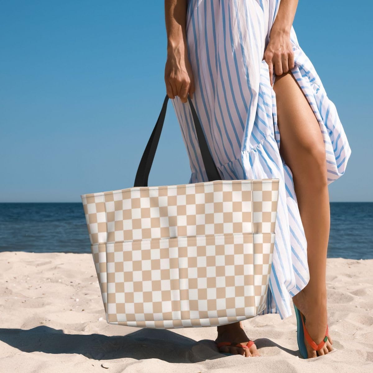 Waterproof Beach Tote Pool Bags for Women Ladies Extra Large Gym Tote Bag for Weekender Travel with Small Pouch
