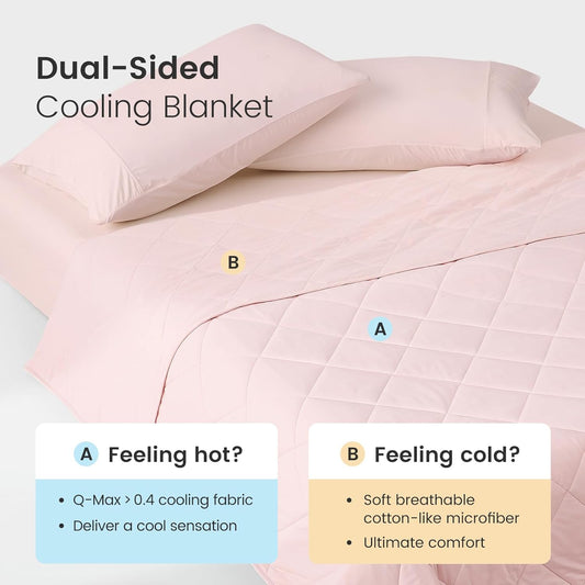 Cozy Bliss Cooling Blanket for Hot Sleepers, Q-Max 0.4 Cooling Comfort Queen Size, Cold Blankets for Night Sweats Sleeping, Ultra-Cool Lightweight Breathable Summer Blanket for Bed
