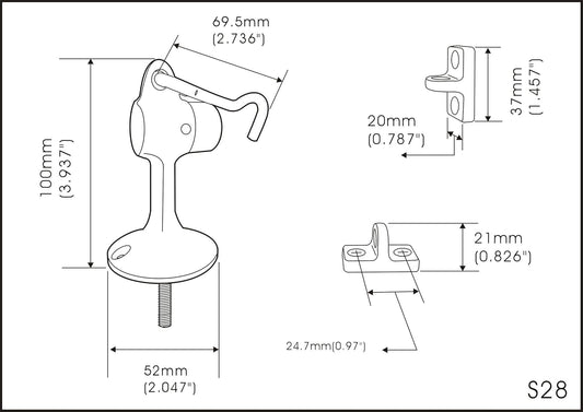 QCAA Door Stop, Solid Brass, Height 3-15/16", Satin Nickel, 1 Pack, Made in Taiwan
