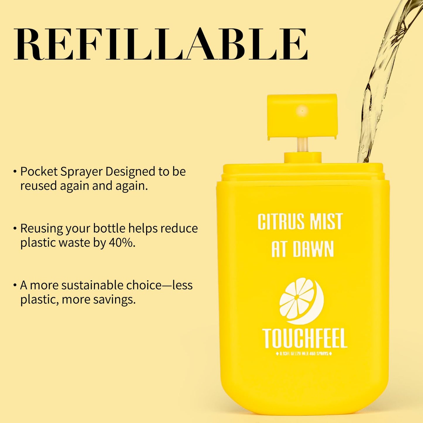 Power Mist Hand Sanitizer Spray, Scented Hydrating Hand Sanitizers Travel Size Refillable, Pocket Portable 3-Pack (Citrus mist at dawn) 0.93Fl Oz 460-Sprays Each