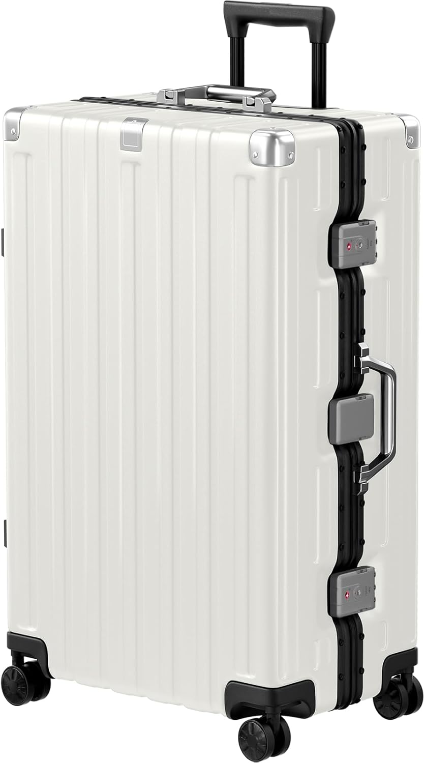 Krute Luggage 28 Inch Aluminum Frame Luggages TSA Lock No Zipper Checked Suitcase with Spinner Wheels Hard Shell Lightweight PC+ABS Large Suit Case