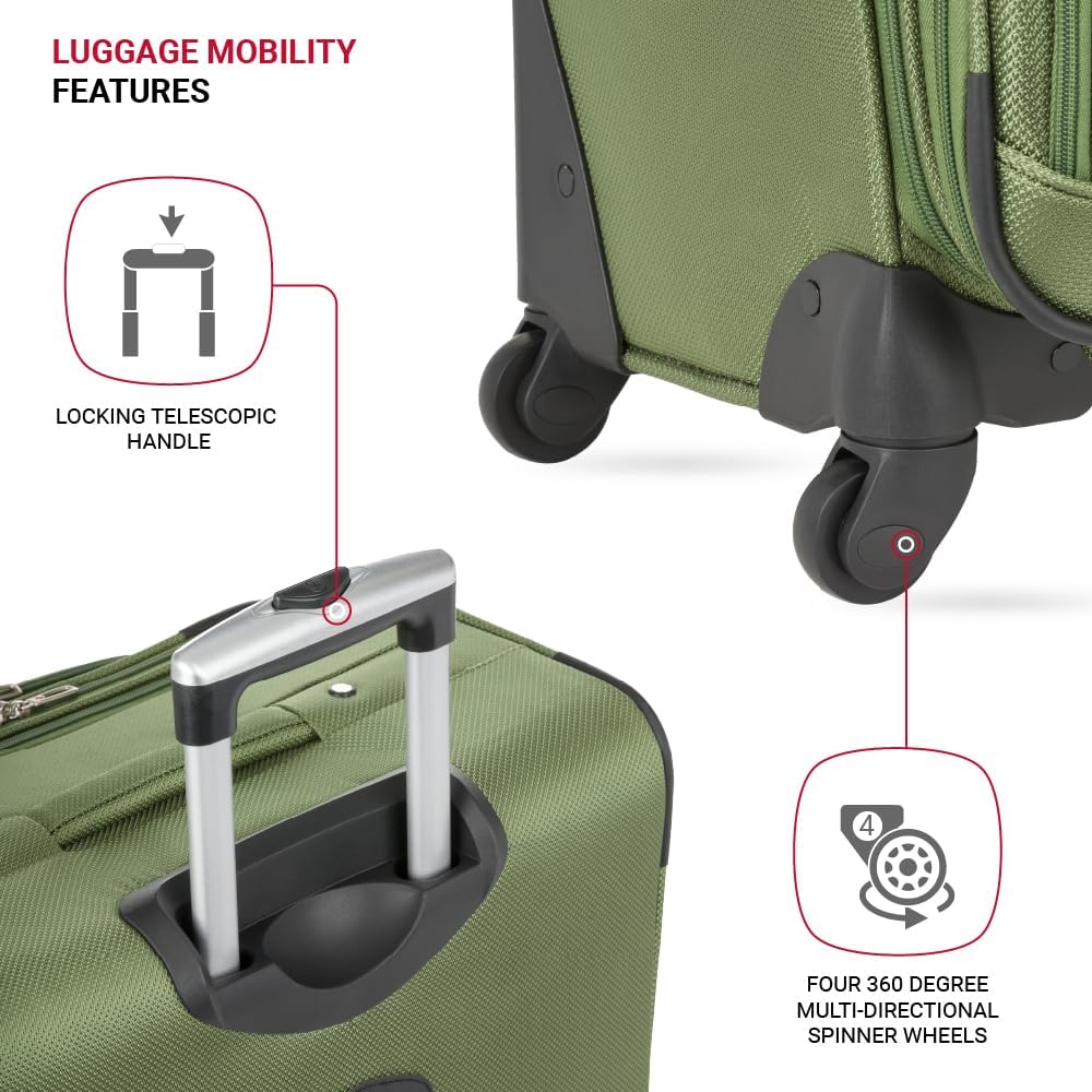 SwissGear Sion Softside Expandable Luggage, Evergreen, Checked-Large 29-Inch