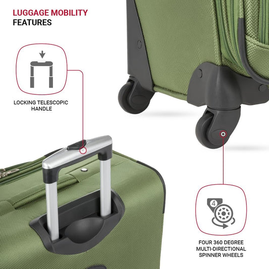 SwissGear Sion Softside Expandable Luggage, Evergreen, Checked-Large 29-Inch