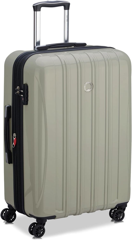 DELSEY PARIS Helium Aero Hardside Expandable Luggage with Spinner Wheels, Latte, Checked-Medium 24 Inch