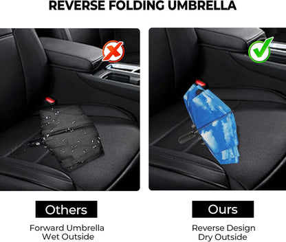 Compact Inverted Travel Umbrella, Automatic Open Close, 9-Rib 46 Inch Windproof Umbrella, Waterproof UPF 50+, Portable Umbrellas for Men, Women, Travel, and Daily Use