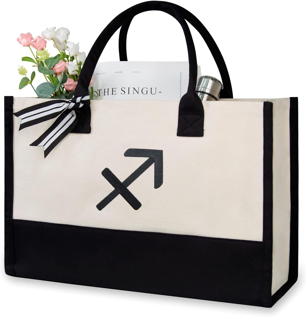 TOPDesign Embroidery Constellation Canvas Bag for Women (Sagittarius)