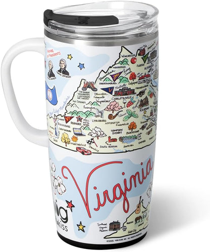 Swig Life 22oz Travel Mug, Insulated Tumbler with Handle and Lid, Travel Coffee Mug, Cup Holder Friendly, Stainless Steel 22 oz Tumbler, Reusable Insulated with Lid (Virginia)