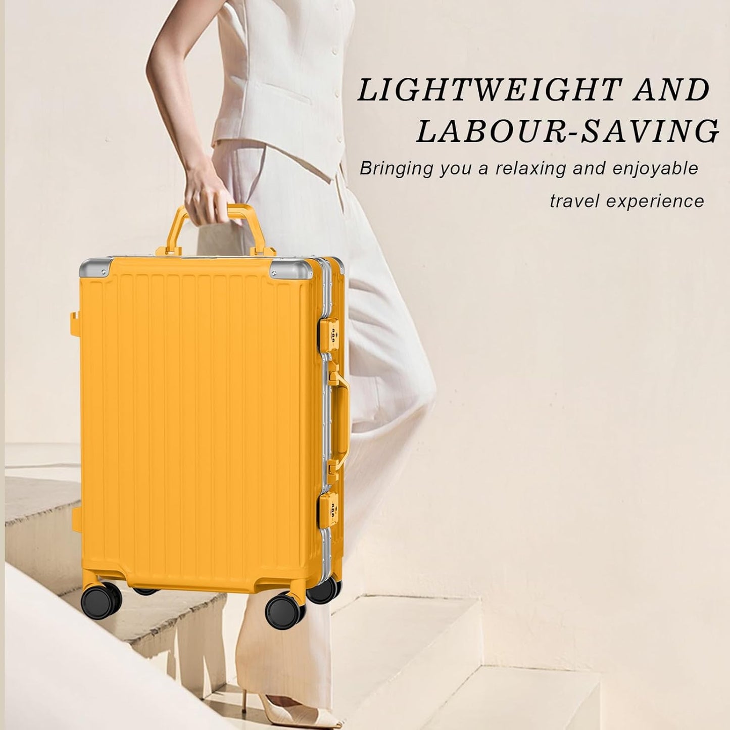 AnyZip Luggage PC+ABS Aluminum Frame Zipperless Checked Luggage Hard Shell Suitcase with TSA Lock Double Spinner Wheels 28 Inch Orange
