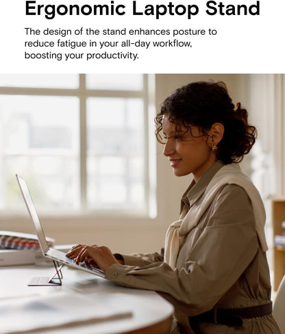 MOFT Laptop Stand for Desk, Adhesive MacBook Computer Stand with 2 Adjustable Viewing Angles, Foldable and Portable Laptop Riser Compatible with 11"-16" Laptops, Navy Blue