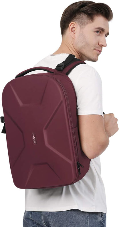 MOSISO Camera Backpack, DSLR/SLR/Mirrorless Photography Camera Bag 15-16 inch Waterproof Hardshell Case with Tripod Holder&Laptop Compartment Compatible with Canon/Nikon/Sony, Wine Red