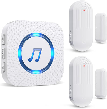 SanJie Wireless Door Chime Sensor, When Door Opens, Entry Alarm for Business/Home/Kids, 5 Adjustable Volume Ringer Alert 2 Sensors + 1 Receivers, 500 FT Range,26 Chimes