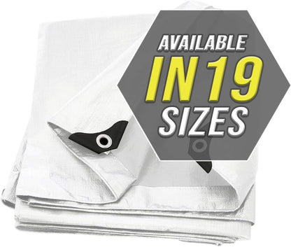 Large Waterproof Tarp - Heavy Duty 10 Mil Thick Poly Tarpaulin Ideal for Canopy Tents, Boats, RV or Pool Covers - Multipurpose Protective Tarps with Grommets for Indoor and Outdoor Use | 30' x 50'
