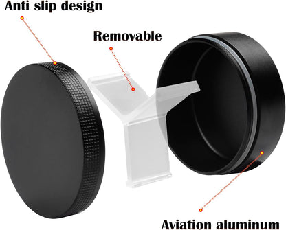 Small Pill Case 3 Compartments, Metal Round Portable Pill Box, Waterproof Travel Pill Organizer, Pocket Purse Medicine Vitamin Holder EDC Container (Black with Eye)