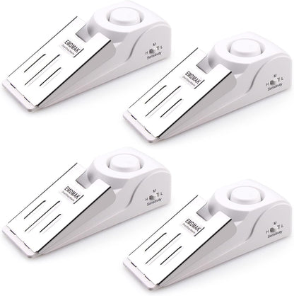 EMDMAK Door Stop Alarm with 120DB Siren Door Stop for Home & Travel (White) (Pack of 4)