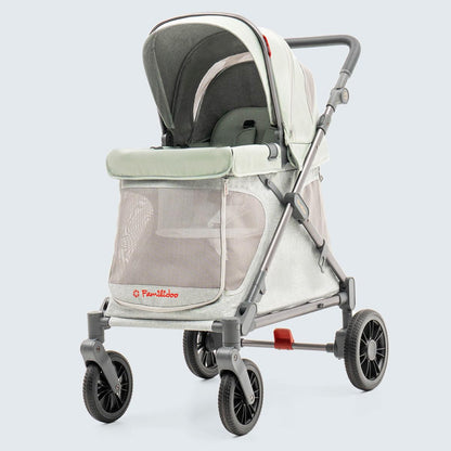 Familidoo Q1 Multi-Use Kids Wagon Stroller – Foldable, Lightweight & All-Terrain for Kids & Pets – 5-Point Safety Harness, Rain Cover & Compact Travel Design – Supports Up to 132 lbs (Sage Green)