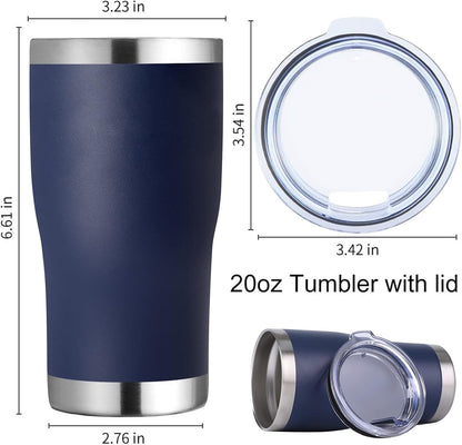 DOMICARE 20oz Tumbler with Lid Stainless Steel Tumblers Bulk, Double Wall Vacuum Insulated Coffee Travel Mug Powder Coated Tumbler, Navy