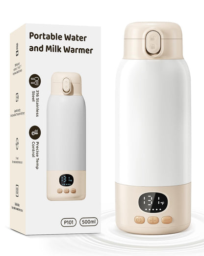 Portable Bottle Warmer for Travel, 17 Ounces Milk Warmer for Baby Breastmilk with Fast Heating & Precise Temp Control, Bottle Warmer for Car, Outdoors
