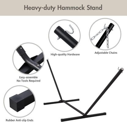 ANOW Outdoor Hammock with 12 Feet Heavy Duty Steel Stand, Two Person Hammock with Stand Included, 450 LBS Weight Capacity, Cream