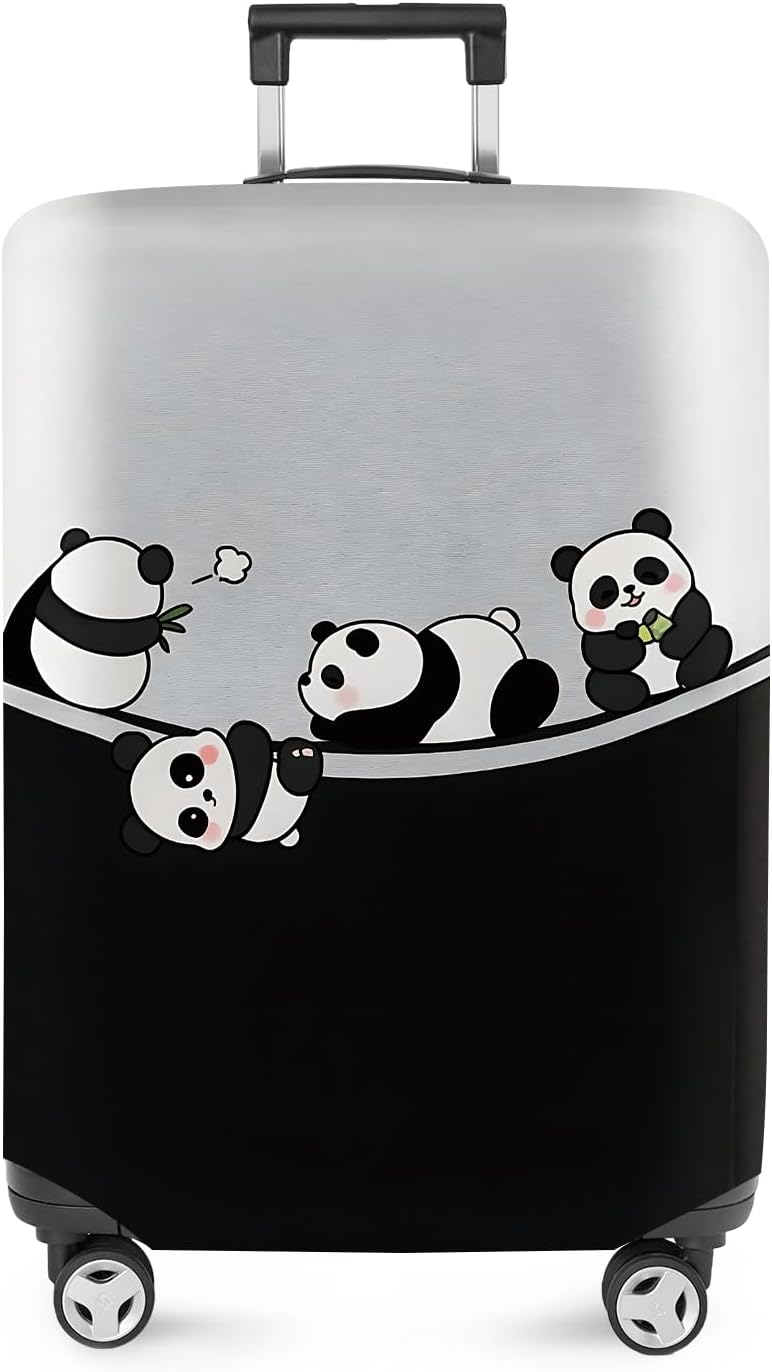 ANNA QUEEN Panda Family Luggage Cover, Cute Panda Design Suitcase Protector, Stretchable Washable Travel Sleeve for 28-30 Inch Luggage