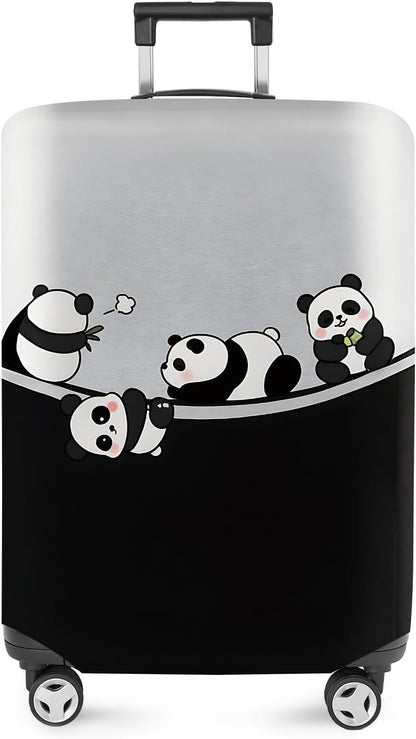 ANNA QUEEN Panda Family Luggage Cover, Cute Panda Design Suitcase Protector, Stretchable Washable Travel Sleeve for 20-22 Inch Luggage