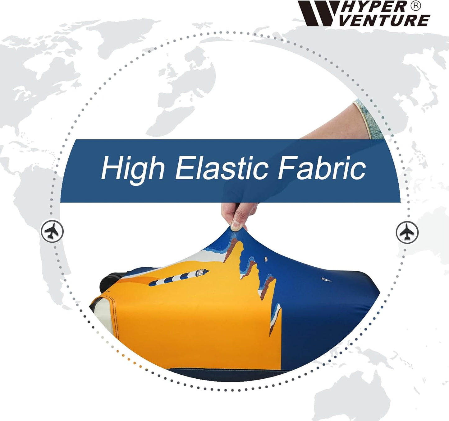 HYPER VENTURE Washable Luggage Cover - Fashion Suitcase Protector Fits 23-26 Inch Luggage (Lighthouse, M)