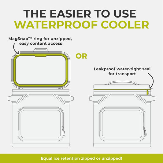 CORE Magnetic Leak Proof Soft Cooler with Waterproof Zipper | Insulated Bag Portable Ice Chest Box | Best Soft Cooler for Food & Beverages for Tailgating, Car Camping, Travel, and Family Beach Picnics