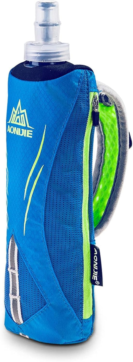 TRIWONDER Handheld Water Bottle for Running, Quick Grip Chill 17 oz Handheld Soft Water Bottle with Hand Strap Hydration Pack, BPA Sport Soft Flask (Blue)