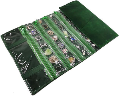 Travel Jewelry Roll Bag Portable Organizer Pouch With Grids&PVC Cover Storage Bags for Necklace, Bracelet, Bracelet,Ring, Badge, Pendant