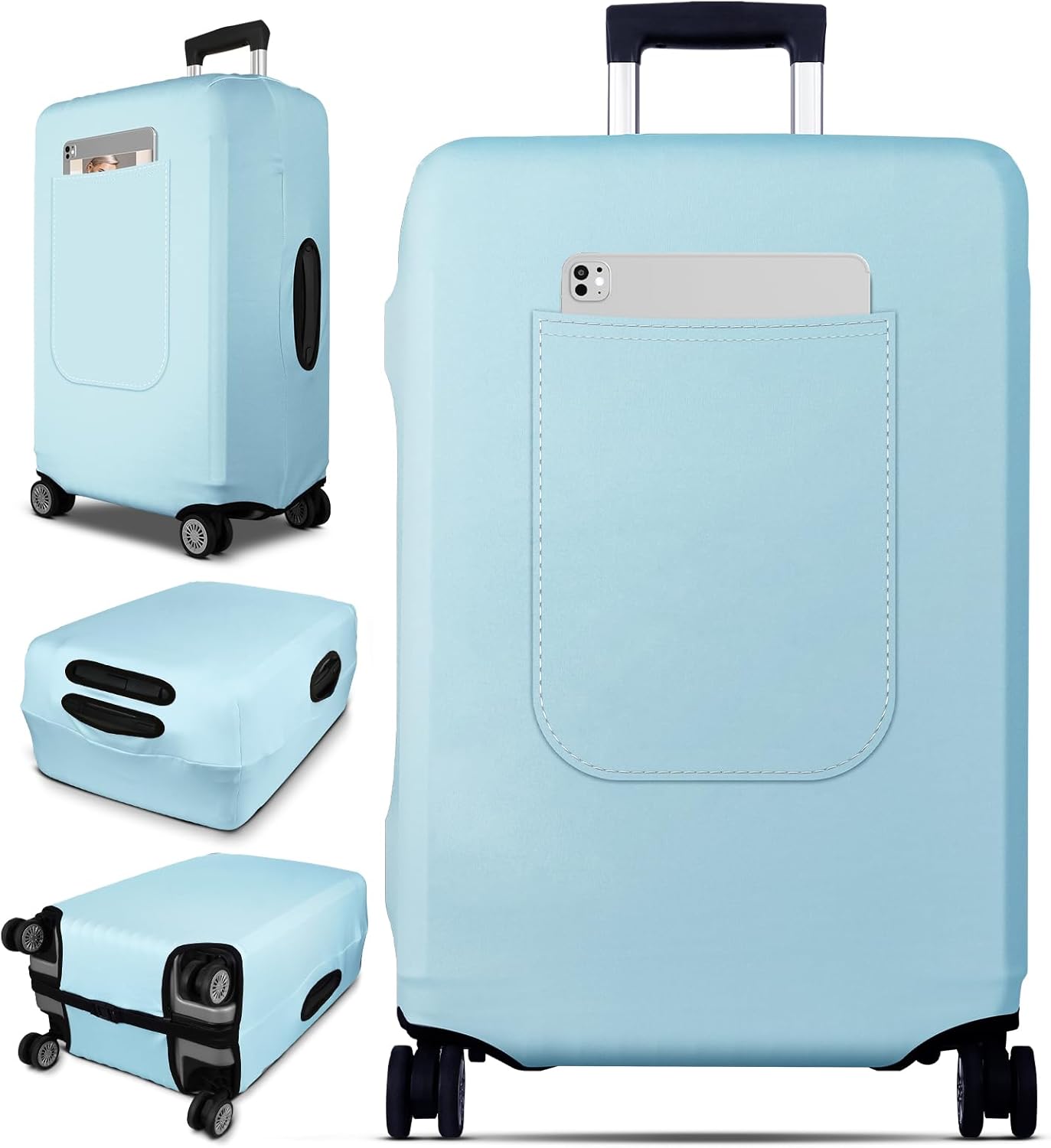 Slohif Luggage Cover for Suitcase Tsa Approved Protector - Luggage Sleeve Suit Case Cover Travel Stretch Large Baggage Case Protective Washable Fit 30-32 Inch Light Blue