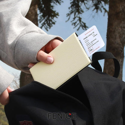 Fenice Classic Passport Cover Holder Wallet Case for Travel Essential RFID Blocking Vegan Leather Waterproof (WHITE)