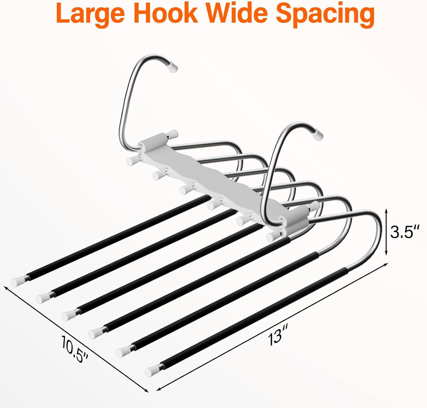 Upgraded Collapsible Pants Hangers Space Saving, 6 Layers Clothes Rack, Stainless Steel Multifunctional Closet Organizer, Non Slip Metal Hangers for Pants Jeans Skirts Trousers (1 Pack)