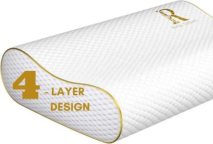 4-Layer Queen (2-Pack), Contour Pillow, Side Sleeper, Orthopedic, Neck Support, Pillow for Neck Pain, Pillow for Side Sleepers, CertiPUR-US